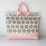 ＊「Tycka om」grey×pink　マチ付きレッスンバッグ＊ マチ無しに変更できます。