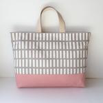 ［24］ ♪北欧　格子柄　 French Grey×Pink かわいいレッスンバッグ♪