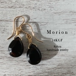 No.105【再入荷★再販107】モリオン(黒水晶)AAA 14kgfピアス/イヤリング
