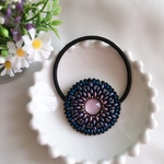 ビーズ刺繍   ヘアゴム   パープル