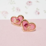 メタルハートの押し花ピアス