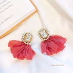 ビジュー×パール シフォンリボンピアス(イヤリング)