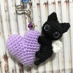 オーダー品☆rutilecat様【送料無料】小さな黒猫ちゃん*あみぐるみキーホルダー＆ストラップ