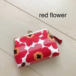 【sale】がま口コンパクトポーチ＊北欧風花柄red