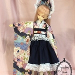 MSDサイズ　和服ドレス　-ネイビー 　SDM　MDD