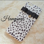 ダルメシアン柄 イニシャル付ブラックリボン GALAXY S8 ケース