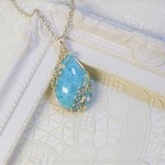 天然石ラリマーのネックレス＜Ｎ４４４＞ネックレストップ　ワイヤージュエリー