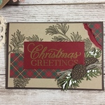 【クリスマスカード】パインコーンとチェックねクリスマスカード
