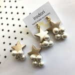 星×つぶつぶパールピアス