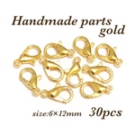 6×12mm 30個☆ゴールド☆基礎金具 デザイン丸カン