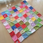 四角つなぎのパッチワーク  6重ガーゼケット moda 105センチ×105センチ