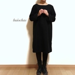 コットン起毛 Aラインワンピース(black)