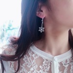 冬の煌めき Snow Silver Earrings  イヤリング　樹脂イヤリング　樹脂ノンホールピアス　R&y117