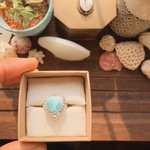 8号【サイズ調整不可】《silver925》water color…❤︎heart larimar ring＊