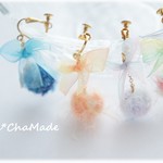 ふわふわリボンと宇宙の惑星　イヤリング　or 　ピアス　☆