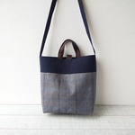 K様オーダー  2wayショルダーバッグ リネンチェックと帆布