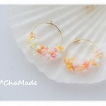SunSet-夕焼け-　ORANGE　カラー　 の　毛糸　イヤリング or　ピアス