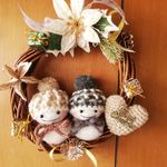 クリスマスリース🎄ニット帽をかぶった雪だるまのリース