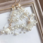 パールシャワー ×フラワータッセル  ピアス イヤリング