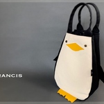 SIOCO・人気者✳︎8号帆布 ×牛革 ペンギン トートバッグ 《Francis》ゴールドアイ 動物 立体バッグ penguin クリスマス