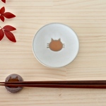 豆皿・小皿（白）ねこ水玉【受注制作】