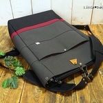 【ly様専用】№1177 倉敷帆布ボックスリュック＊チャコール×ボルドー×ブラック