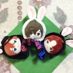 【tony19841018様オーダー品】もちもちマスコット用着ぐるみ・うさちゃん(黒×ボルドー、黒×ブルー、白×パープル) 