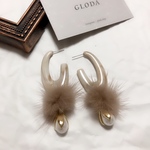 マーブルアクリル×ファーパールピアス 樹脂 アレルギー対応 ファーピアス 花パール お呼ばれ 上品 ロングピアス 大ぶりパール