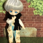 オビツ11サイズ  手編みマフラー(黒)