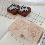 郵便やさん 猫×うさぎ 消しゴムはんこ