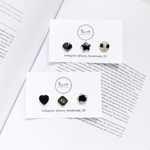 select one black アンティーク風ひと粒イヤリング/ピアス〈3piece set〉