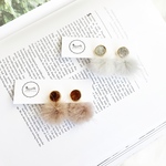 2color キラふわ ラウンドとミンクファーのイヤリング/ピアス