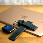 apple Watch アップルウォッチレザーバンド 栃木レザーヌメ革 ネイビー