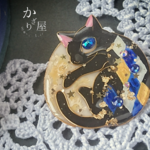 星月夜の黒猫ブローチ（Brooch of Cat starry night ）