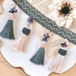 ❁4個set❁importビーズ付2colorタッセル❁ネイビー×ホワイト
