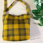 2wayワンショルダーのエコバッグ＊タータンチェック/黄  撥水加工