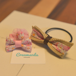 ｜ママとおそろい｜リボンヘアゴムとベビー&キッズ用ヘアクリップのセット（ピンク）