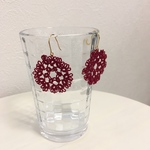 タティングレースのピアス＊E  レッド