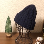 SALE！折り返しまでぎっしりアラン模様のニット帽(ネイビー)