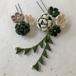 つまみ細工　成人式髪飾り　抹茶