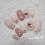 セール ネイルチップ 完成品 押し花