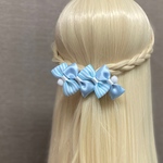 リボンラインのバレッタ【アクア】