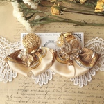 2way スカーフタッセル　gold×white　ピアス/イヤリング