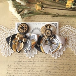 2way スカーフタッセル　black×white　ピアス/イヤリング