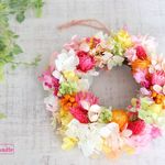 ゆめいろフラワーリース　（オレンジピンク）＃04