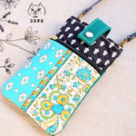 【ひつじ様オーダー専用】スマホポーチ(Ｌ) S-L22 （ブルー系ボタニカル）