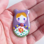 七宝焼・すみれ色のくまのマトリョーシカ