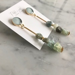 ごつごつ石ピアス/アクアマリン（送料無料）
