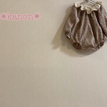 ●g4様専用●★ぷっくり長袖ロンパース 女の子✳レースフリル✳７５～８０🌼【送料無料】コーデュロイ花柄