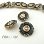 メタルシャンクボタン　20mm【GG design /  Black x Matte gold】4個